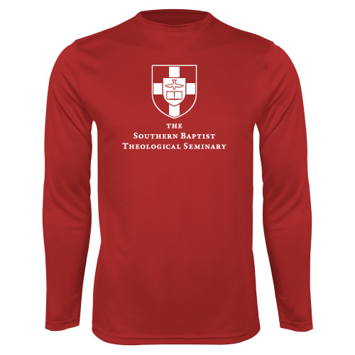 Red Performance Long Sleeve Shirt-Primary Mark Vertical