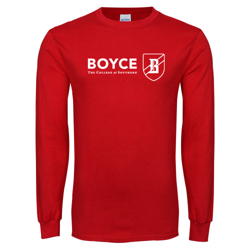 Red Long Sleeve T Shirt-Boyce Primary Mark