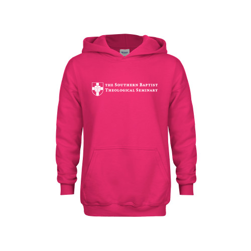 Youth Hot Pink Fleece Hoodie-Primary Mark