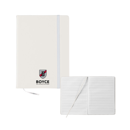 5x7 White Hard Cover Journal-Boyce Primary Mark Vertical