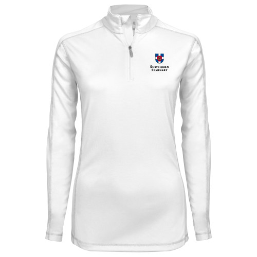 Syntrel Womens White Interlock 1/4 Zip-Southern Seminary Vertical