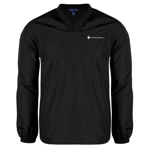 Black V Neck Raglan Windshirt-Southern Seminary Flat