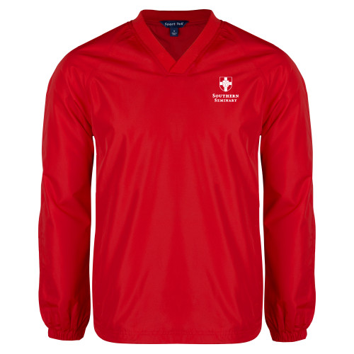 Red V Neck Raglan Windshirt-Southern Seminary Vertical