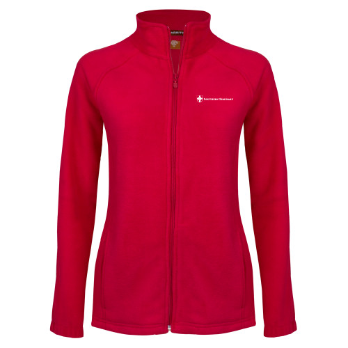 Womens Red Fleece Full Zip Jacket-Southern Seminary Flat