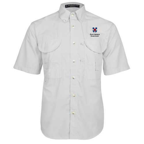 White Fishing Shirt Performance Short Sleeve-Southern Seminary Vertical