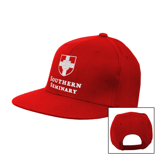 Red Flat Bill Snapback Hat-Southern Seminary Vertical