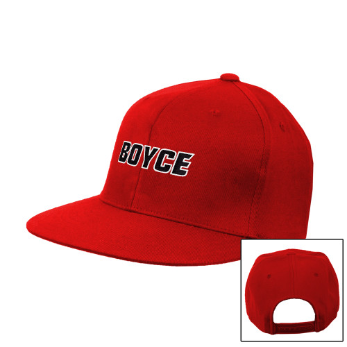 Red Flat Bill Snapback Hat-Boyce