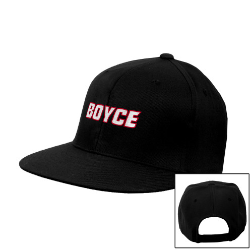 Black Flat Bill Snapback Hat-Boyce