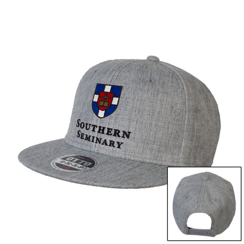Heather Grey Wool Blend Flat Bill Snapback Hat-Southern Seminary Vertical