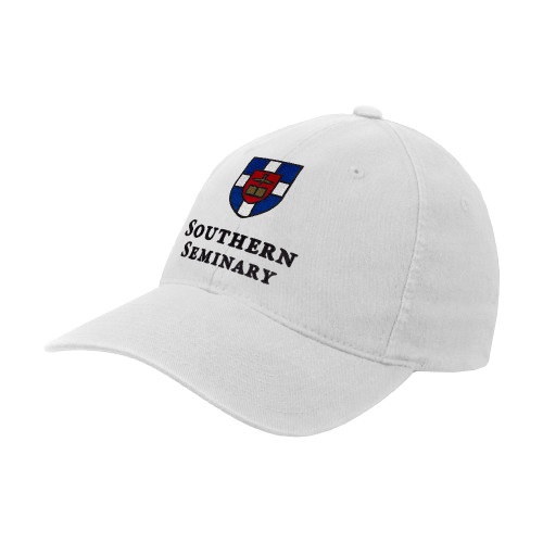 White Flexfit Structured Low Profile Hat-Southern Seminary Vertical