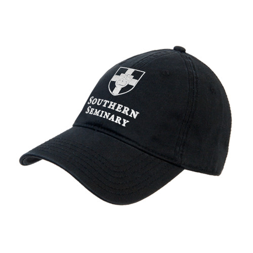 Black Unstructured Adjustable Low Profile Hat-Southern Seminary Vertical