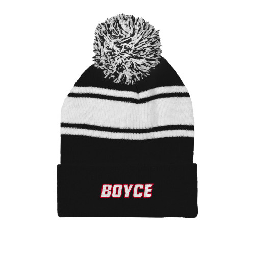 Black/White Two Tone Knit Pom Beanie w/Cuff-Boyce