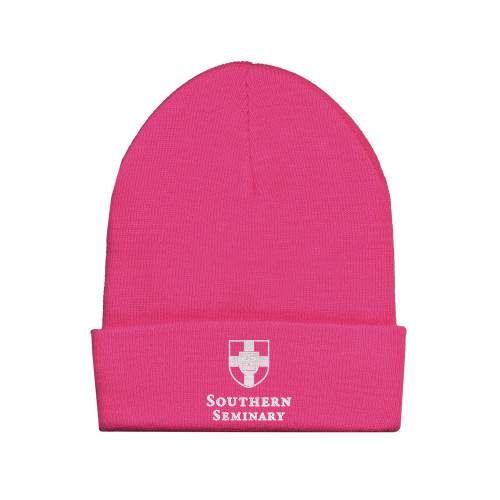Fleece Lined Neon Pink Knit Beanie-Southern Seminary Vertical