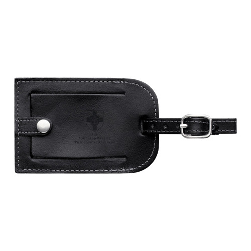 Millennium Leather Luggage Tag-Primary Mark Vertical Engraved