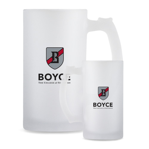Full Color Decorative Frosted Glass Mug 16oz-Boyce Primary Mark Vertical