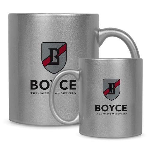 Full Color Silver Metallic Mug 11oz-Boyce Primary Mark Vertical