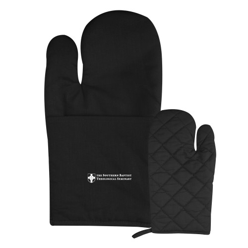 Quilted Canvas Black Oven Mitt-Primary Mark