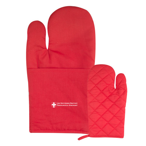 Quilted Canvas Red Oven Mitt-Primary Mark