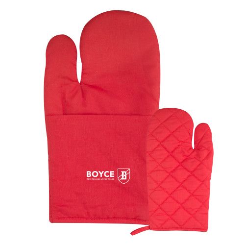 Quilted Canvas Red Oven Mitt-Boyce Primary Mark