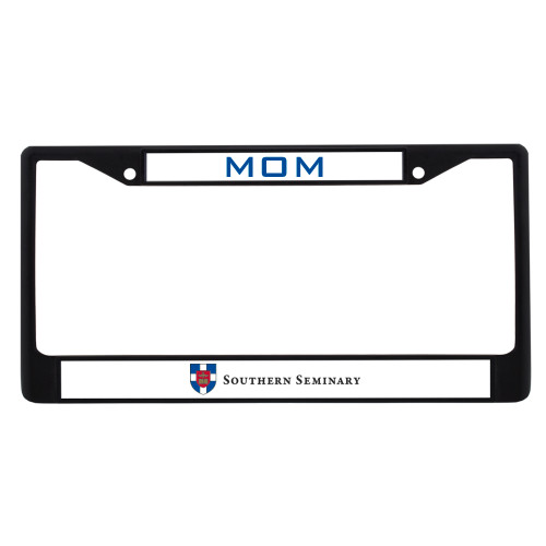 Mom Metal License Plate Frame in Black-Southern Seminary Flat