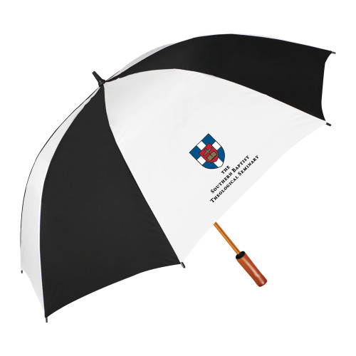 64 Inch Black/White Umbrella-Primary Mark Vertical