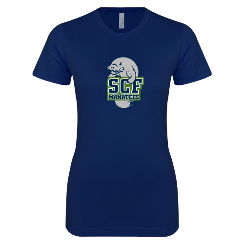  Next Level Womens Navy Boyfriend Tee - SCF Manatees