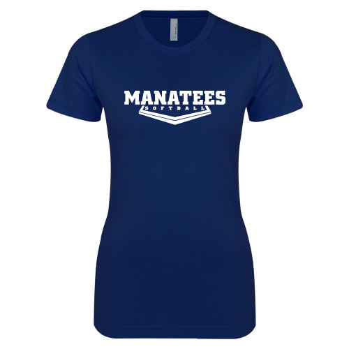  Next Level Womens Navy Boyfriend Tee - Manatees Softball