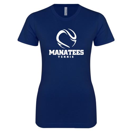  Next Level Womens Navy Boyfriend Tee - Manatees Tennis