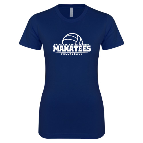  Next Level Womens Navy Boyfriend Tee - Manatees Volleyball