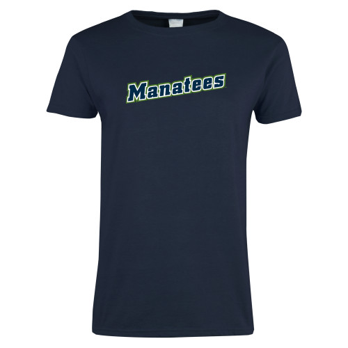  Womens Short Sleeve Navy Tee - Manatees