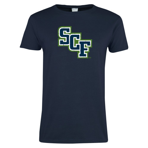  Womens Short Sleeve Navy Tee - SCF Distressed