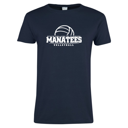  Womens Short Sleeve Navy Tee - Manatees Volleyball