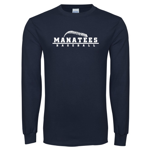  Navy Long Sleeve T-Shirt - Manatees Baseball