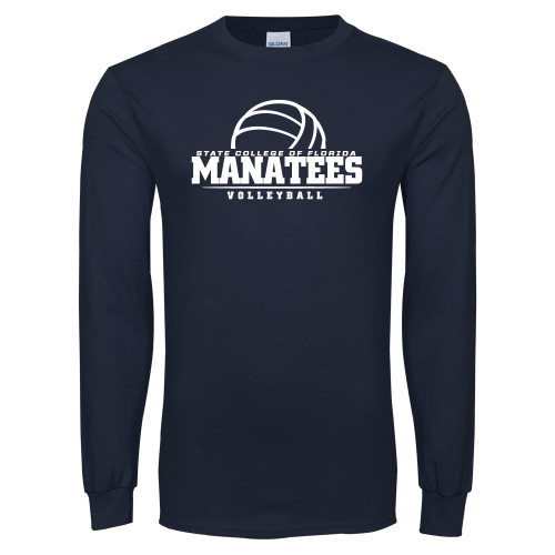  Navy Long Sleeve T-Shirt - Manatees Volleyball