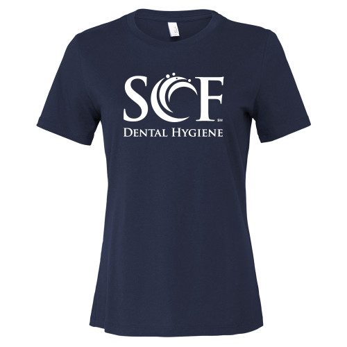  Bella + Canvas Womens Navy Relaxed Cotton T Shirt - SCF Dental Hydiene