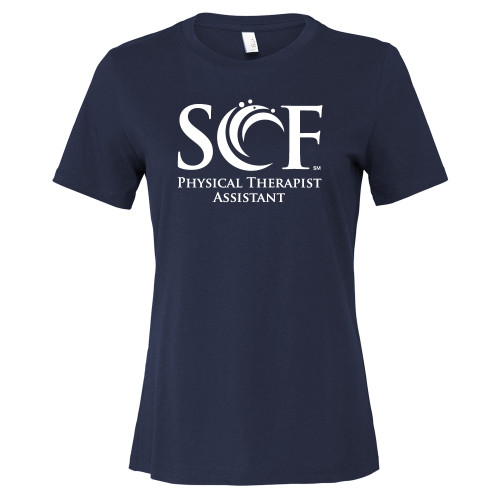  Bella + Canvas Womens Navy Relaxed Cotton T Shirt - SCF Physical Therapist Assistant