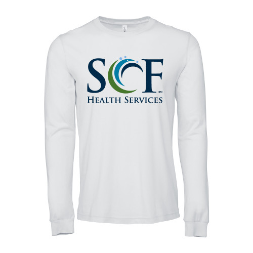  Bella + Canvas White Jersey Cotton Long Sleeve T Shirt - SCF Health Services