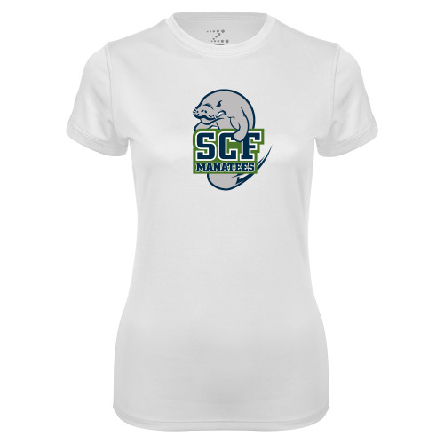  Womens White Performance Tee - SCF Manatees