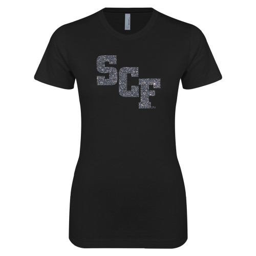  Next Level Womens Black Boyfriend Tee - SCF Graphite Soft Glitter