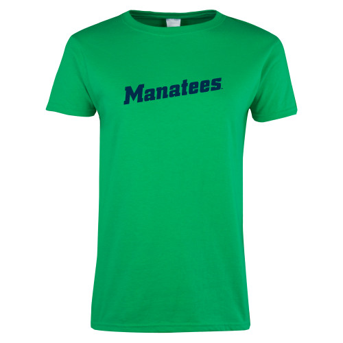  Womens Kelly Green Short Sleeve Tee - Manatees