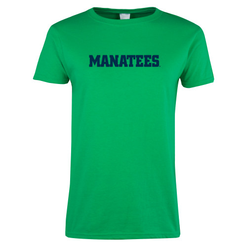  Womens Kelly Green Short Sleeve Tee - Manatees
