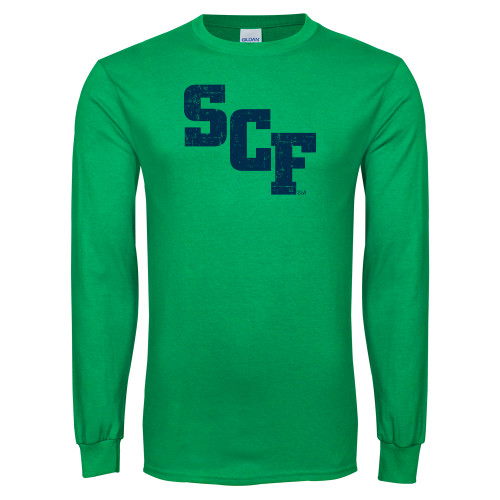  Kelly Green Long Sleeve T Shirt - SCF Distressed