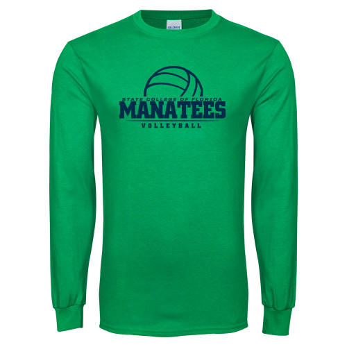  Kelly Green Long Sleeve T Shirt - Manatees Volleyball