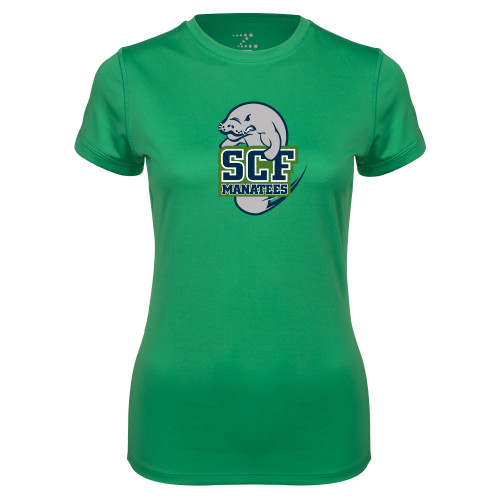  Womens Kelly Green Performance Short Sleeve Tee - SCF Manatees