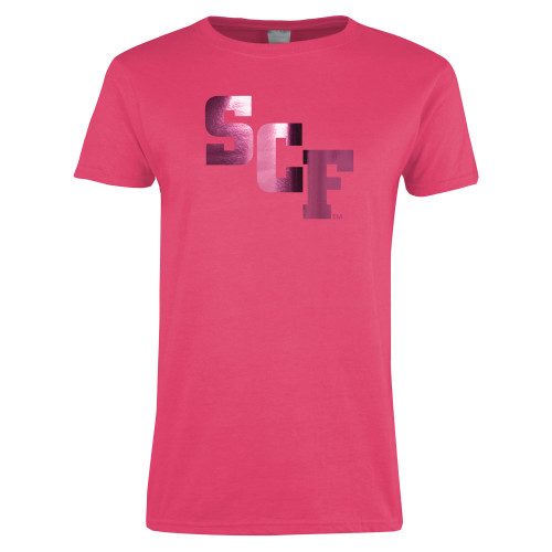  Womens Hot Pink Short Sleeve Tee - SCF  Foil