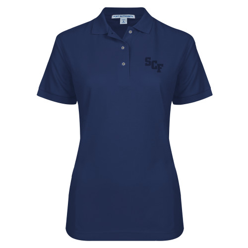  Womens Silk Touch Navy Pique Polo - SCF