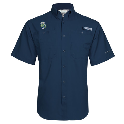  Columbia Navy Tamiami Performance Short Sleeve Shirt - SCF Manatees