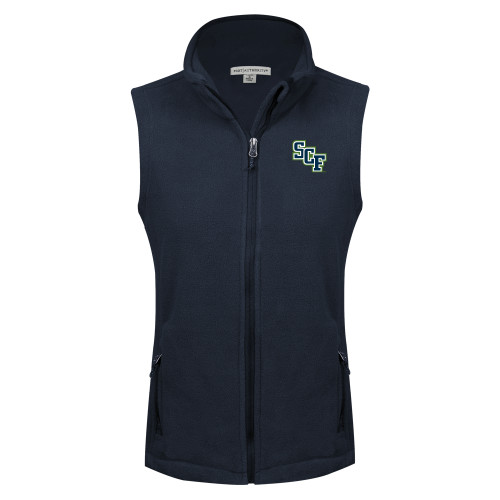  Womens Navy Fleece Full Zip Vest - SCF