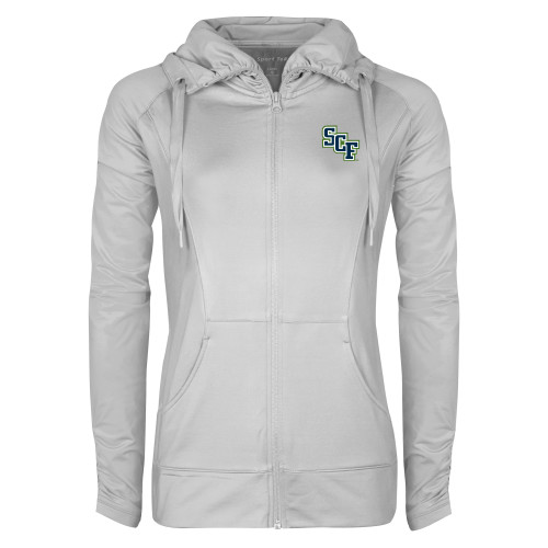  Womens White Sport Wick Stretch Full Zip Jacket - SCF
