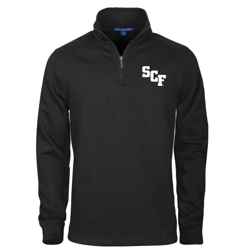  Black Slub Fleece 1/4 Zip Pullover - SCF
